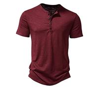 WWricotta Summer Mens Slub T Shirt Mens Casual Fashion Mens Short Sleeve T Shirt Men Causal Tops Red