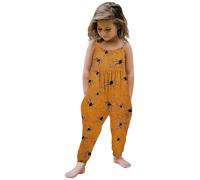 WWricotta Toddler Baby Girl Halloween Prints Jumpsuit Sleeveless Romper Outfits Pants Clothes Gold