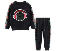 WWricotta Toddler Boy Sweatshirt Outfits Long Sleeve Dinosaur Top Pants Sweatsuit 2PCS Outfits Set Ring Bearer Outfit Black