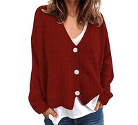 WWricotta Women Autumn And Winter Casual Comfortable Solid Color Knitted Sweater Cardigan Button Long Sleeve Short Jacket Sweater Coat for Little Girls