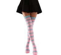 WWricotta Women Cosplay Colorful Striped Over The Knee Socks Warm And Fashionable Stocking Thigh His Stockings Stock Jewelry