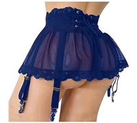 WWricotta Women Dress Sexy Lingerie Plus Size Bandage Garter Stocking Suspenders Garter Belt Lace Mesh Female Skirt Underwear Seamless Strapless Bras for Women Push up Lingerie for Women Chemise Blue