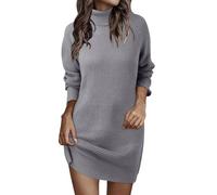 WWricotta Women Fashion Dresses Knitted Midi Mini Sweater Dresses Turtle Neck Dresses Mens V Neck Sweatshirts Grey