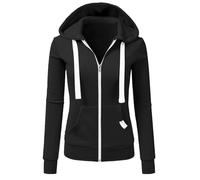 WWricotta Women Fashion Solid Zipper Pocket Sweatshirt Long Sleeve Hooded Coat Workout Top with Sleeve Womens Comfy Zip up Hoodie Womens Tall Zip Huddle Black