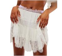 WWricotta Women White Lace Mini Skirt Low Rise Half Slip Underskirt Ruffle Pleated Layered Flowy Short Skirts Skirt Leggings for Women Plus Size Faux Leather Skirt for Junior