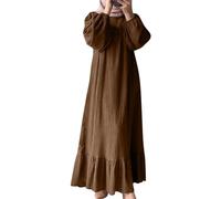 WWricotta Womens Abaya Long Sleeve Muslim Dress Prayer Clothes Casual Kaftan Robes for Boys Nigerian Dresses for Women Coffee
