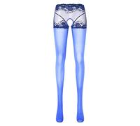 WWricotta Womens Oil Glossy Crotchless Pantyhose Stockings Stretchy Tights Sports Lingerie Sexy Maternity Lingerie Sexy Plus Size Costume Lingerie for Women Blue