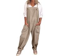 WWricotta Womens Plus Size Overalls Casual Loose Dungarees Romper Baggy Playsuit Jumpsuit Drawstring Retro Ski Jacket Coffee