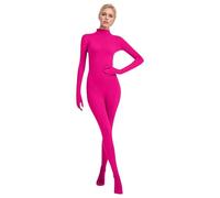 WWricotta Women's Seamless Full Body Catsuit for Dance & Stage Performance Bodysuit Costume Girl Cosplay Costume Hot Pink
