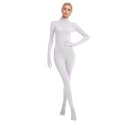 WWricotta Women's Seamless Full Body Catsuit for Dance & Stage Performance Bodysuit Costume Korekiyo Shinguji Cosplay Costume White