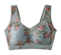 WWricotta Women's Thin Underwired Mesh Printed Vest Style Unbuttoned Comfortable Beautiful Back Underwear Bra Womens Bras No Underwire Athletic Women