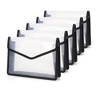 WWW A5 Plastic File Folders,A5 Envelope Expanding File Wallet Document Organizer with Snap Closure & Label Pocket,Waterproof File Pouch(5 Pack -Black)