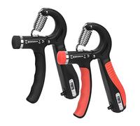 WWW Hand Grip Strengthener, 2PCS Adjustable Resistance 5-60 kg (11-132 lbs) Grip Strength Trainer with Stainless Steel Spring Smart Counting and for Strong Wrists, Fingers, Forearm, Hands,Black+Red