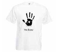 wwwedddwwwded Skryrim-We-Know-Men-s-Cotton-T-Shirt-Dark-Brother-Hood-Elder-Scrolls-Gaming White L