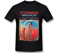 WWX9NLEE Jefferson Airplane Men's Classic Fashion Cotton Short Sleeve Round Neck T-Shirt Black(X-Large)