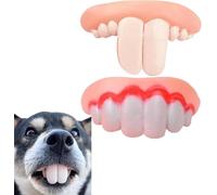 Wwyan 2Pcs Funny Dog Silicone Dentures, Dog Toys,Funny Teeth Braces, Dog Christmas Costume Suitable Dog Chew Toys Pet Supplies