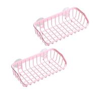 Wwyan 2Pcs Pink Multifunctional Drain Rack, Hanging Storage Rack Drain Rack Sink Shelf Suction Cup Dishwashing Soap Sponge Holder for Kitchen Accessories