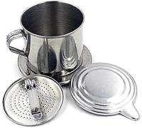 Wwyan Silver Vietnamese Coffee Filter Stainless Steel Pot Drip Infuse Cup Brewing Teapot No Need Paper Drip Coffee Pot Machine Filter for Home Kitchen Office Outdoor