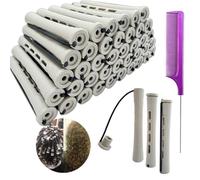 WWYSSZ 40 Piece Perm Curler Set - 0.59 Inch Curlers Medium Size, Hair Wave Rods with Elastic Band, Hair Rollers for Women, Cold Wave Bars and Comb, for Styling at Home, Salon Use