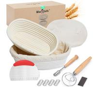 Wwyybfk Banneton Bread Proofing Basket, Sourdough Bread Baking Supplies, Oval Rattan Rising Proofing Baskets Bowls Set of 2, Artisan Sourdough Bread Gifts for Home Bakers