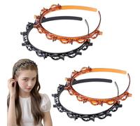 WWZ889 4 PCS Headband with Clips with 8 Clips Each, Bangs Hairstyle Hairpin Headband, Multi Layer Toothed Braid Tool, Hair Accessories Gift for Women and Girls(Brown*2 + Black*2, One Size)