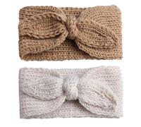 WWZ889 Baby Headbands - Knitted Headbands Winter - Wrapped - Knotted - Wide - Toddler Headbands 6 pcs (Beige + Camel)