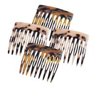 WWZ889 French Hair Side Comb - Small French Twist Hair Combs Decorative, Strong Hold Hair Clips for Women Girls Bun, 4 Pcs (Tortoise Shell, Leopard)