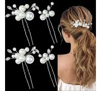WWZ889 Hair Clip 4Pcs Pearl Bridal Hair Pins, Silver, for Women and Girls, Wedding Hair Accessories
