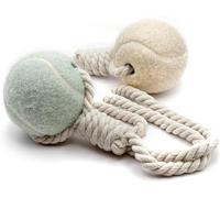 WWZ889 Rope Ball Dog Toy Pack of 2, Dog Balls Tug of War Dog Rope Toy, Dog Training Balls on Rope Outdoor Dog Toy, Easy to Grab Dog Balls with Sturdy Rope for Dogs Chew & Play.
