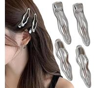 WWZ889 Silver Metallic Wave Hair Clip Headpiece 4 pcs