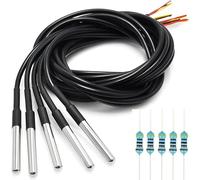 WWZMDiB 5 Pcs DS18B20 Temperature Sensor Probe High-Accuracy Waterproof Equipped with 5 Pcs 4.7K resistors for Arduino Raspberry Pi DIY