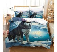WXBASLEMD 3D Design Siberian Husky,Duvet Cover All Season Easy Care, Pet Dog Bedding Set .Hidden Zipper,Quilt Cover,with Pillowcases,for Boys Girls Single(140x200cm)