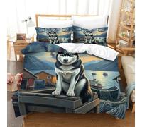 WXBASLEMD 3D Design Siberian Husky,Duvet Cover All Season Easy Care, Pet Dog Bedding Set .Hidden Zipper,Quilt Cover,with Pillowcases,for Kids And Adults Double(200x200cm)