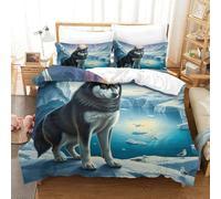WXBASLEMD 3D Design Siberian Husky,Duvet Cover All Season Easy Care, Pet Dog Bedding Sets .Hidden Zipper,Quilt Cover,with Pillowcases,for Boys Girls Super King(260x220cm)