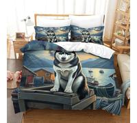 WXBASLEMD 3D Design Siberian Husky,Duvet Cover Microfiber Easy Care, Pet Dog Bedding Sets .Zipper Closure,Quilt Cover,with Pillowcases,for Kids And Adults King(220x240cm)
