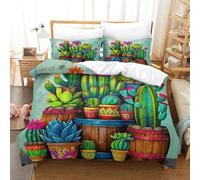 WXBASLEMD 3D Design Succulents,Bedding Set All Season Easy Care, Flower Duvet Cover .Hidden Zipper,Quilt Cover,with Pillowcases,for Kids And Adults King（220x240cm）