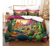 WXBASLEMD 3D Design Succulents,Bedding Sets Soft Microfiber Easy Care, Flower Duvet Cover .Zipper Closure,Quilt Cover,with Pillowcases,for Kids And Adults Single（140x200cm）