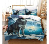 WXBASLEMD 3D Printed Siberian Husky,Bedding Set Microfiber Easy Care, Pet Dog Duvet Cover .Hidden Zipper,Quilt Cover,with Pillowcases,for Kids And Adults King(220x240cm)