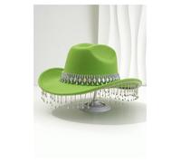 WXBCDS Bride Cowboy Hat Women's Wide Brim Felt Bridal Top Hat | Round Gem Tassel Rhinestone Cowboy Hats