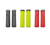 WXCHISU Bike Handlebar Grips for Standard Handlebars, Shock Absorbing TPR, Anti-Slip Design, Aluminum Alloy Lock Rings, Easy Install Marks for Cycling Comfort (Red)
