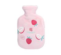 WXCHISU Hot Water Bottle, Premium Natural Rubber, High Elasticity Insulation, Smooth Edge, Anti-Spitting Safe Stopper, Long-Lasting Warmth for Bedroom Office Use (Strawberry)