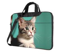 WXCJWD A curious cat 15.6 inch Laptop and Tablet, Sleek Design, Durable and Water-Repellent Fabric, Business Casual