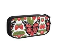 WXCJWD Butterfly on Strawberry Pencil Case for Large Simple Multifunctional Pencil Bag for Office