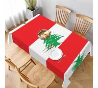 WXCJWD Flag of Lebanon Rectangle Tablecloth Linen Textured Waterproof & Stain Resistant Table Cloth Wrinkle Free Decorative Fabric Farmhouse Table Cover for Dining/Party/Buffet/Wedding, 60 * 90 In.