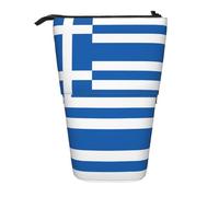 WXCJWD Greek Flag Pencil Telescopic Retractable Pencil Portable Makeup Bag and Stationery Storage Box Suitable for Office environments