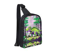 WXCJWD Green dinosaur Crossbody Bags for Women Men Trendy Sling Bag Bakpack Casual Chest Bag with Convertible Shoulder Strap.