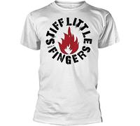 WXCNUK Stiff Little Fingers (SLF) - Flame Logo White T Shirt Merch (Punk) Size L