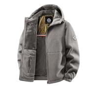 WXDTW Men’s Double-Layer Fleece Hooded Jacket, Unisex Double-Layer Padded Warm Jacket, Winter Warm Zip Up Hoodie for Hiking