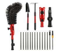 Wxeadu Gutter Cleaning Tools, 4M/13FT Telescopic Gutter Cleaner, Extendable Gutter Cleaning Brush with Shovel & Rake, Adjustable Angle Pole Gutter Brush with 13 Poles for Removes Leaf Debris