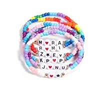 Wxeadu Kpop Demon Merch Bracelets, Inspired Bracelets, Stretch Friendship Bracelet, Merchandise Bracelet, Singer LetterBracelet for Women Men Fans Costume Accessories (Kpop-2)